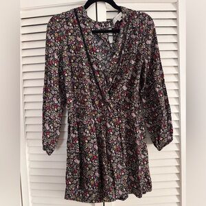 LOFT Floral Jumpsuit - Black and Pink